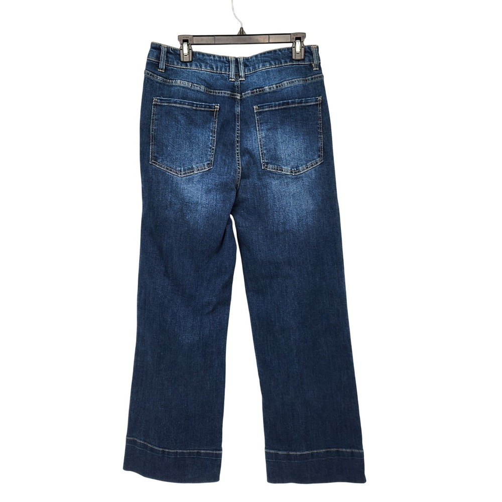 Oat New York Dark Wash Wide Leg Jeans Stretch 5 Pocket Wide Cuff Hem Size 12/31 - Picture 10 of 10
